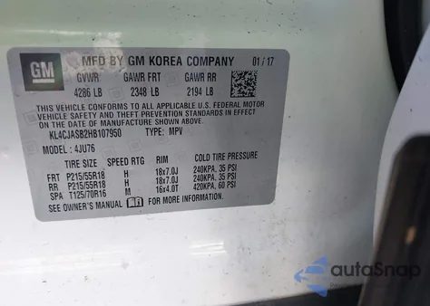 2017 Buick Encore Preferred z USA, uszkodzony, nr VIN KL4CJASB2HB107950